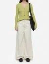 Closed Mouliné V Neck Henley Knit Top In Yellow