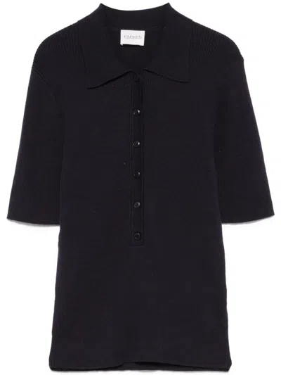 Closed Navy Blue Cotton Knitted Polo Shirt