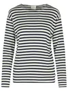 Closed Cotton Blend Striped T-shirt In Black