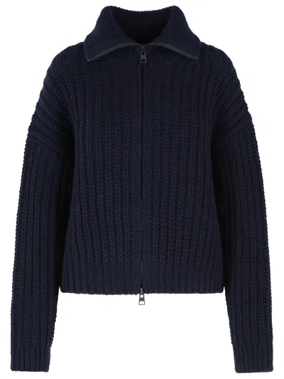 Closed Navy Wool Cardigan In Black