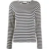 Closed Cotton Blend Striped T-shirt In Black