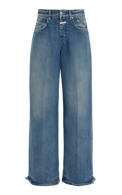 Closed Nikka Rigid Mid-rise Wide-leg Jeans In Dark Blue