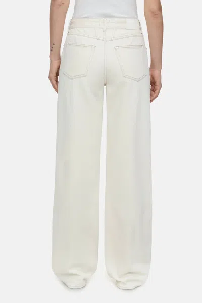 Closed Nikka Wide Denim Jeans With Contrast Stitch In Ivory In White