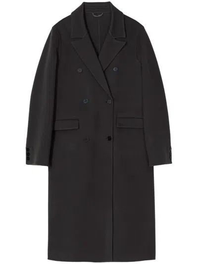 Closed Notched-lapels Double-breasted Coat In Grey