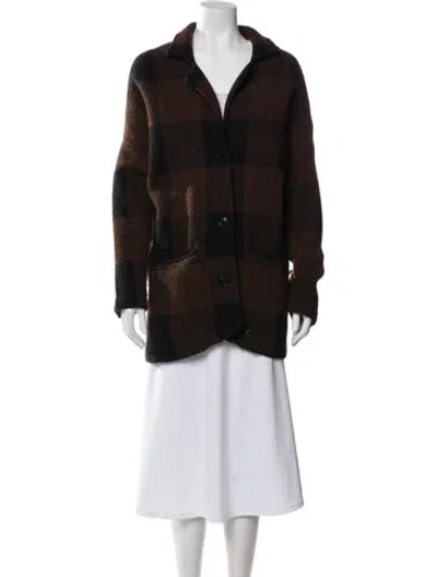 Pre-owned Closed Nylon Plaid Print Jacket In Brown