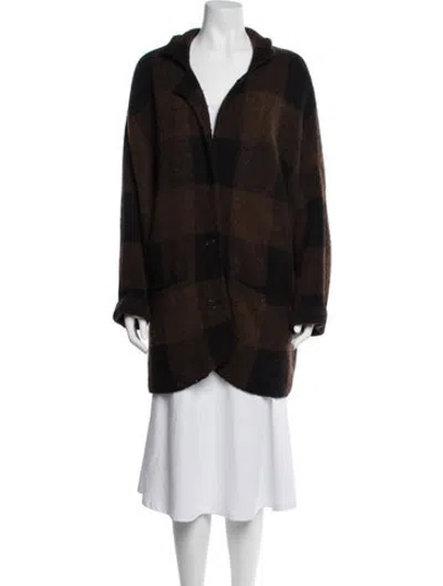 Pre-owned Closed Nylon Plaid Print Jacket In Brown