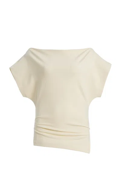 Closed Off-shoulder Cotton Top In Neutral