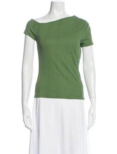 Pre-owned Closed Off-the-shoulder Short Sleeve T-shirt In Green