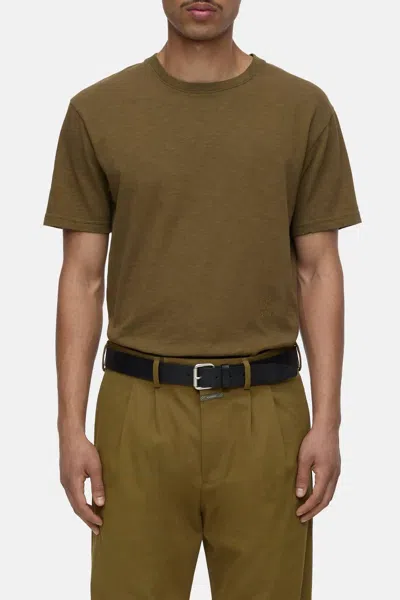Closed Organic Cotton Classic Slub Short Sleeve T-shirt In Golden Moss In Green