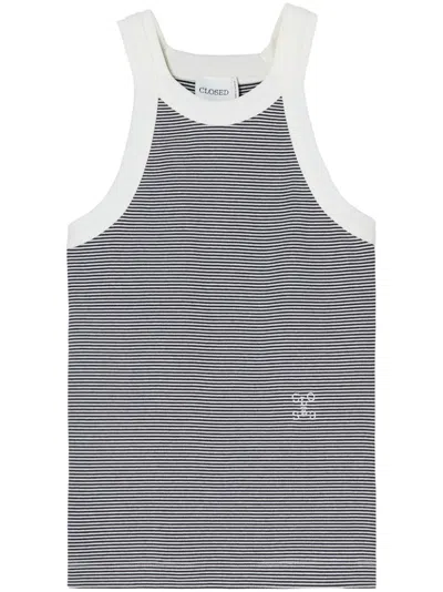 Closed Striped Racer Tank Top In White,black