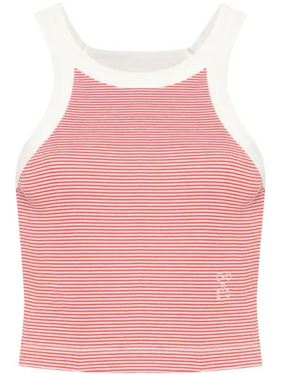 Closed Organic Cotton Cropped Tank Top In Red