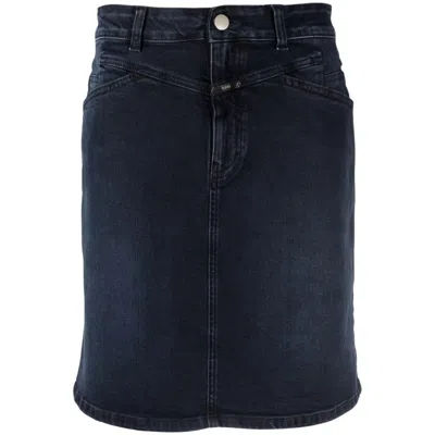 Closed Organic Denim Mini Skirt In Blue/black