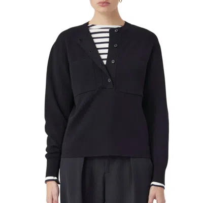 Closed Organic Wool Henley Sweater In Black