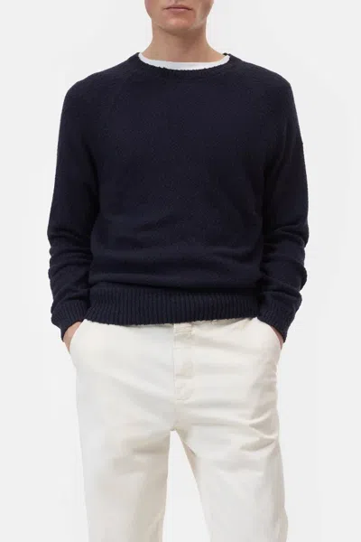 Closed Overlock Raglan Jumper Sweater In Dark Night In Blue