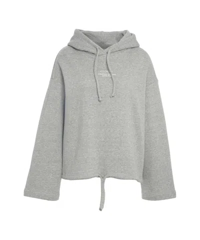 Closed Oversized Grey Hoodie With Discreet Logo In Gray