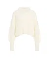 Closed Oversized Knit Sweater With High Collar And Voluminous Sleeves In White