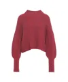 Closed Oversized Wool Blend Sweater With High Neck And Voluminous Sleeves In Burgundy