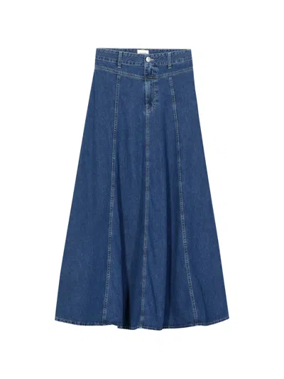 Closed Panelled Maxi Skirt In Blue