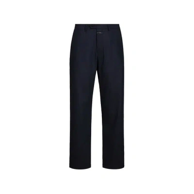 Closed Pantalon Droit Fairport En Laine Mélangée In Blue