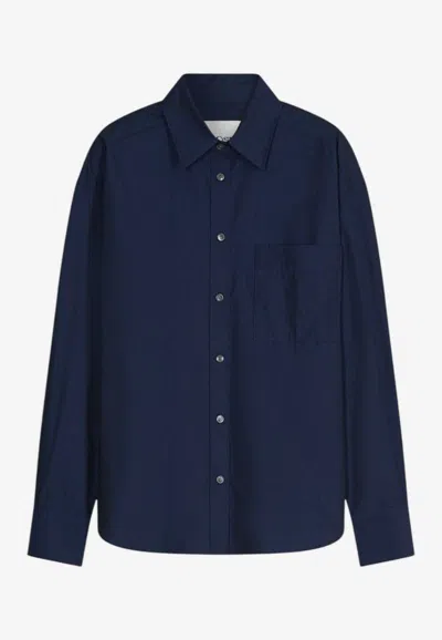 Closed Patch-pocket Long-sleeved Shirt In Blue