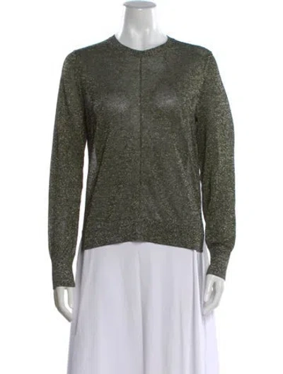 Pre-owned Closed Patterned Crew Neck Sweater In Green