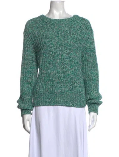 Pre-owned Closed Patterned Crew Neck Sweater In Green
