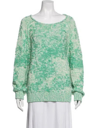 Pre-owned Closed Patterned Scoop Neck Sweater In Green