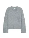 Closed Patterned V-neck Sweater In Gray