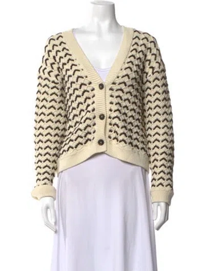 Pre-owned Closed Patterned V-neck Sweater In Neutrals