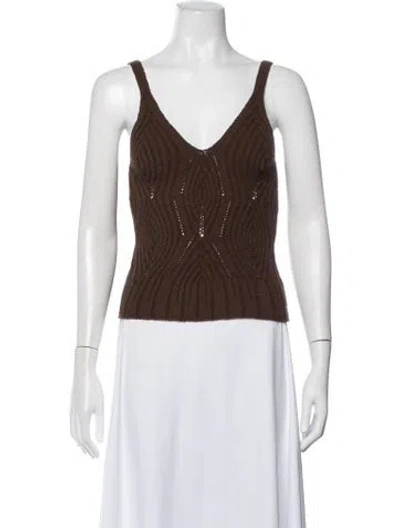 Pre-owned Closed Patterned V-neck Top W/ Tags In Black