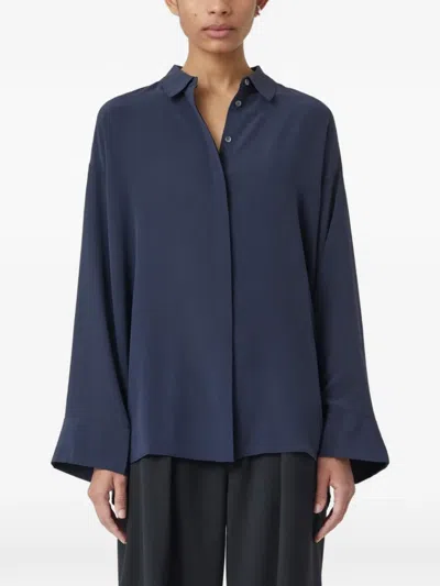 Closed Pearl-button Silk Shirt In Blue
