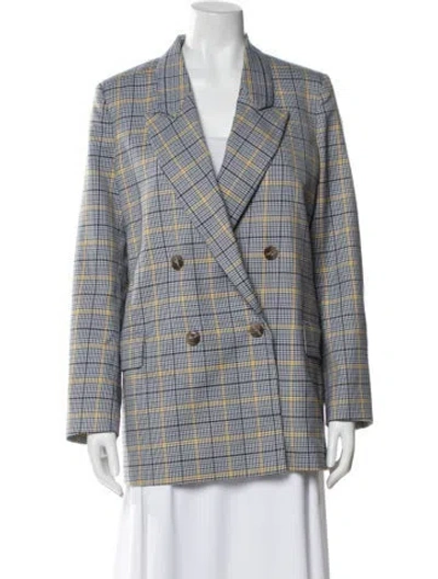Pre-owned Closed Plaid Print Blazer In Blue