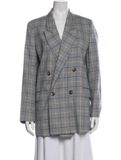 Pre-owned Closed Plaid Print Blazer In Blue