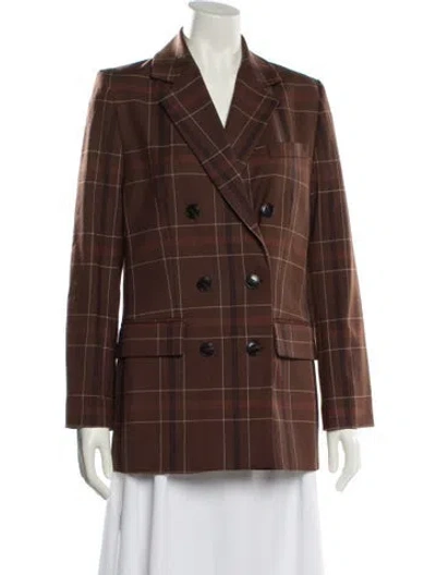 Pre-owned Closed Plaid Print Blazer In Brown