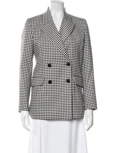 Pre-owned Closed Plaid Print Blazer In White