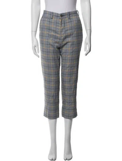 Pre-owned Closed Plaid Print Straight Leg Pants In Blue