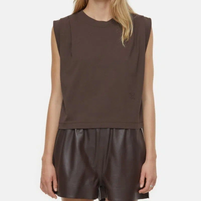 Closed Pleated Sleeveless Top Chilly Chocolate In Brown
