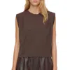 Closed Pleated Sleeveless Top In Chilly Chocolate In Multi