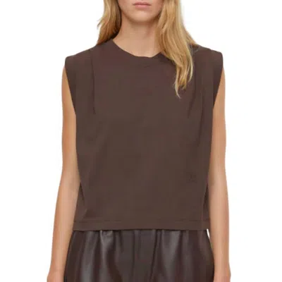 Closed Pleated Sleeveless Top In Chilly Chocolate In Multi
