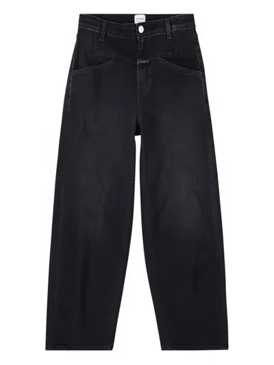 Closed Pocket-detail Cotton Jeans In Black