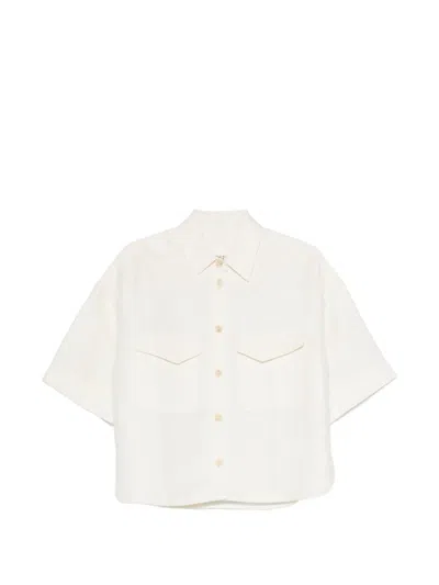Closed Pocket-detail Short-sleeve Shirt In White