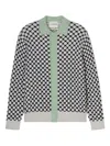 Closed Polo-collar Patterned Cardigan In Multi
