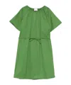 Closed Poplin Short Dress In Green