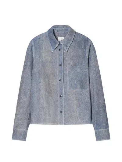 Closed Press-stud Leather Jacket In Blue