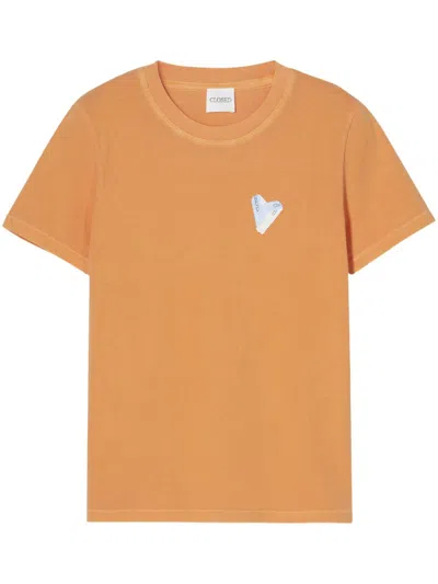 Closed Print-detail T-shirt In Orange