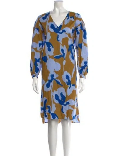 Pre-owned Closed Printed Knee-length Dress In Blue