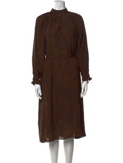 Pre-owned Closed Printed Midi Length Dress In Brown