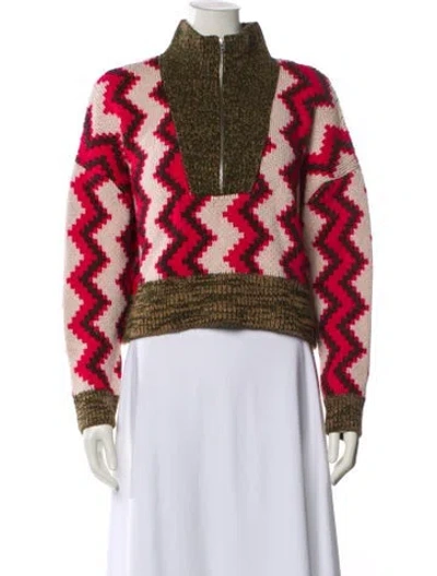 Pre-owned Closed Printed Mock Neck Sweater In Blue