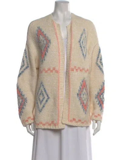 Pre-owned Closed Printed Open Front Sweater In Neutral
