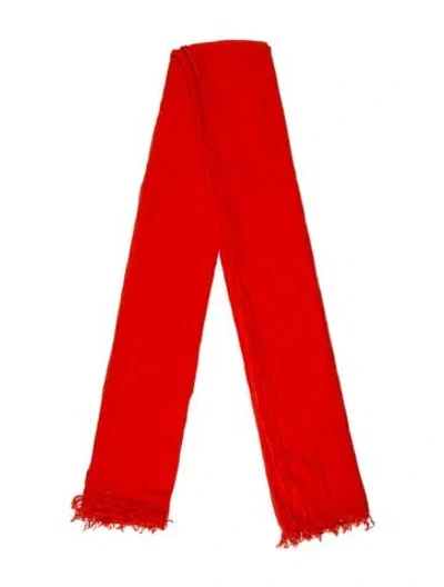 Pre-owned Closed Printed Scarf In Orange